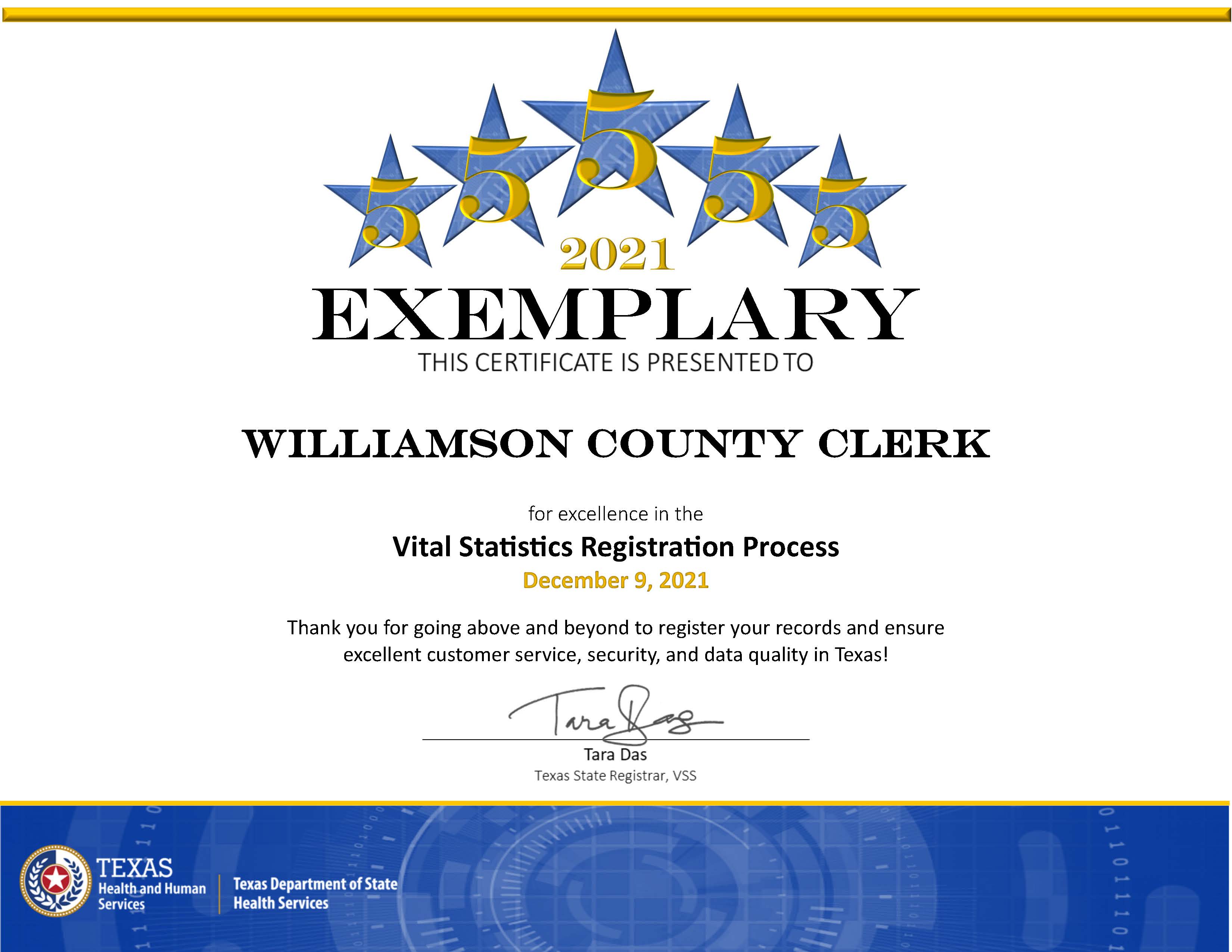 2021-Exemplary 5 Star Certificate